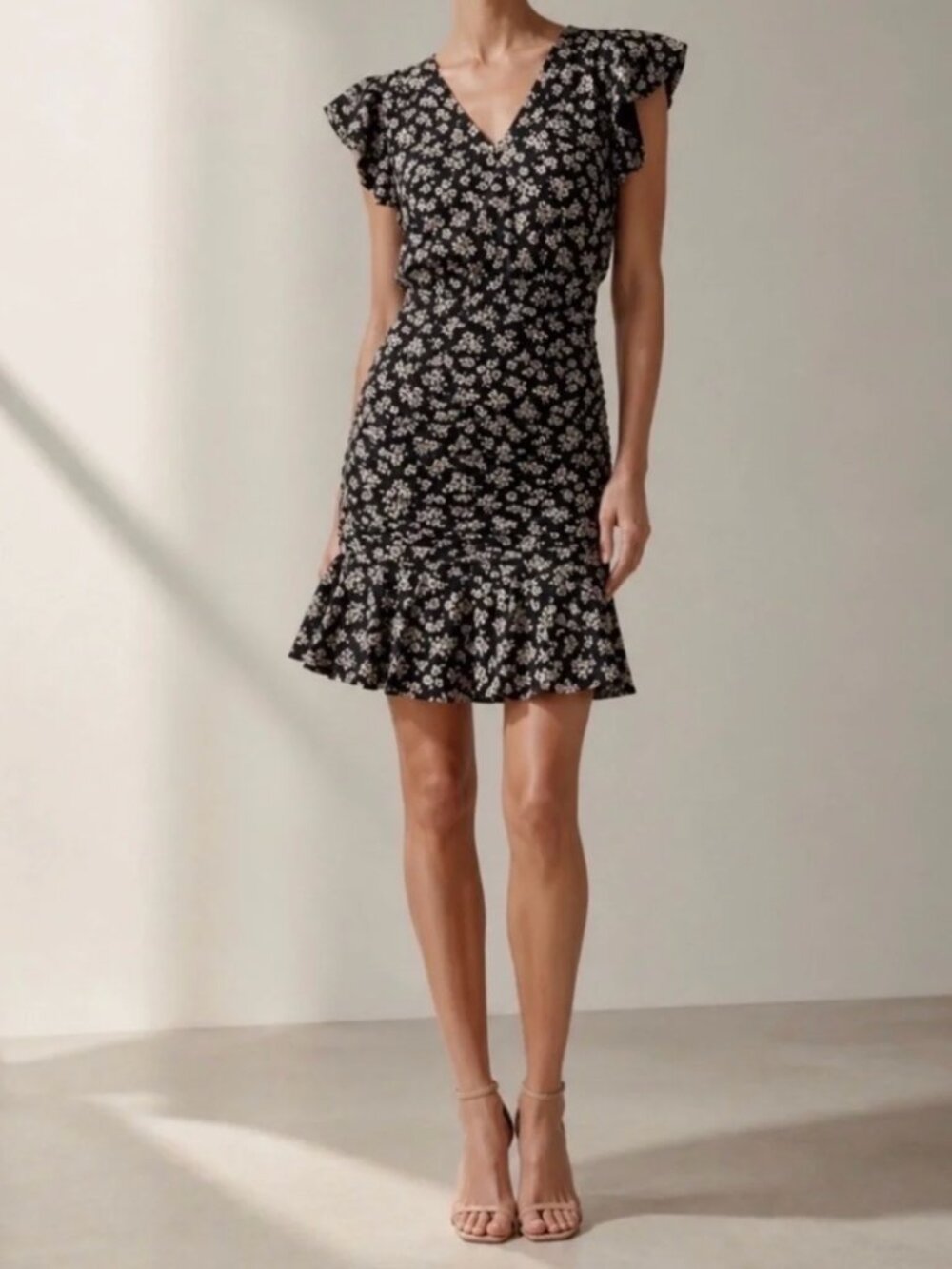 Veronica Beard Lisette Black and White Floral Mini Dress